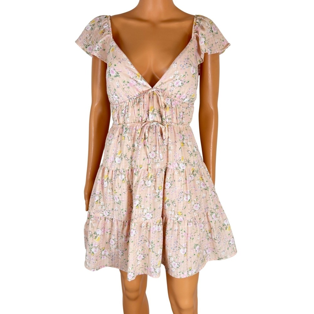 Rachel Paige M Floral Mini Dress Tropical Vacation Babydoll Medium NEW Summer
